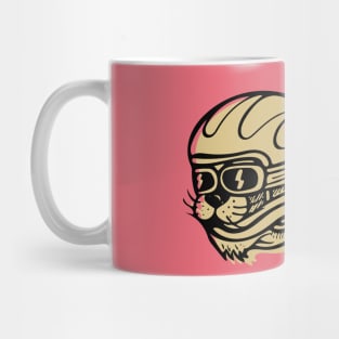 Cat head fast riding with helmet Mug